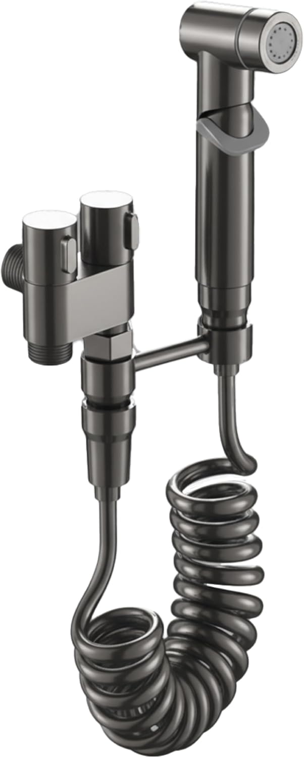 Aqua Earth Handheld Bidet Sprayer for Toilet Baby Cloth Diaper Spraying Kit Bathroom Toilet Bidet Attachment Set for Bathing Pets and Feminine Hygiene Gray