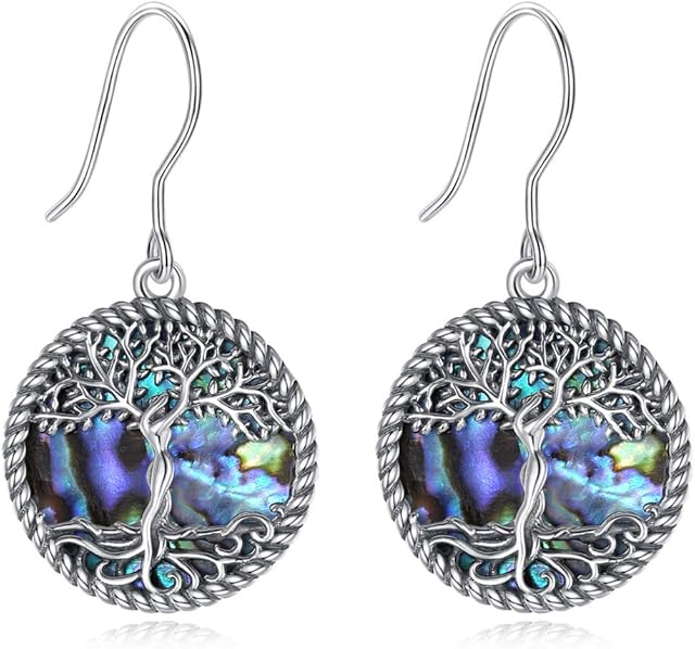 Tree Of Life Earrings for Women Aeonslove Sterling Silver Drop Dangle Earrings Jewellery Gifts for Mum Ladies Girls Christmas Birthday