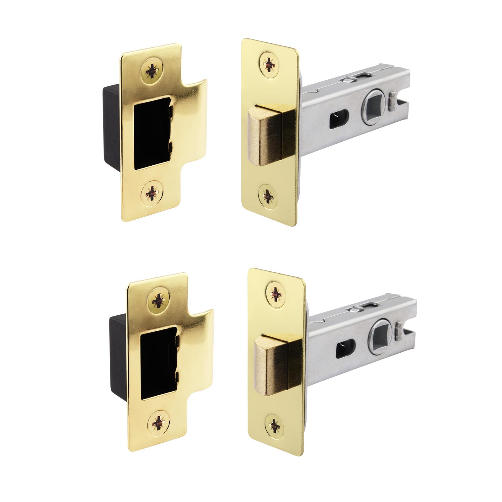 Eai Polished Brass Brass Tubular Door Latch For Internal Doors - 2.5 Inch / 64Mm - Pack Of 2 Tubular Mortice Latches