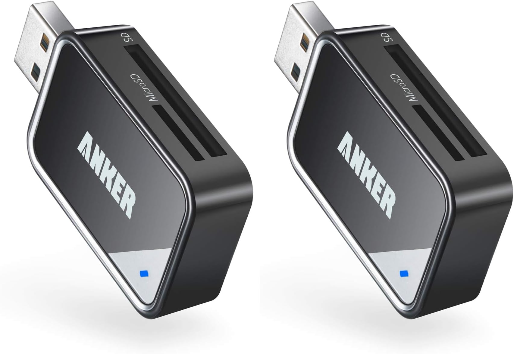 Anker USB 3.0 SD Card Reader, 2-in-1 for SDXC, SDHC, MMC, RS-MMC, Micro SDXC, Micro SD, Micro SDHC, UHS-I Cards - CardReader, Micro SD Card Reader (Pack of 2)