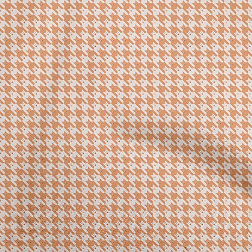 oneOone Cotton Cambric Orange Fabric Houndstooth Fabric for Sewing Printed Craft Fabric By The Yard 56 Inch Wide-6521