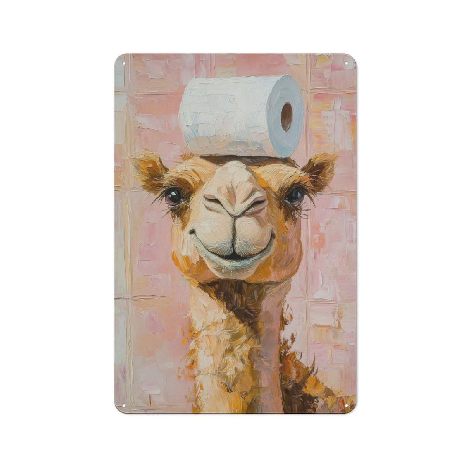 Junmoney Camel With Toilet Paper Vintage Metal Wall Sign 30X20cm For Garage Or Workshop, For Metal Sign Collectors, For Garage And Workshop Walls