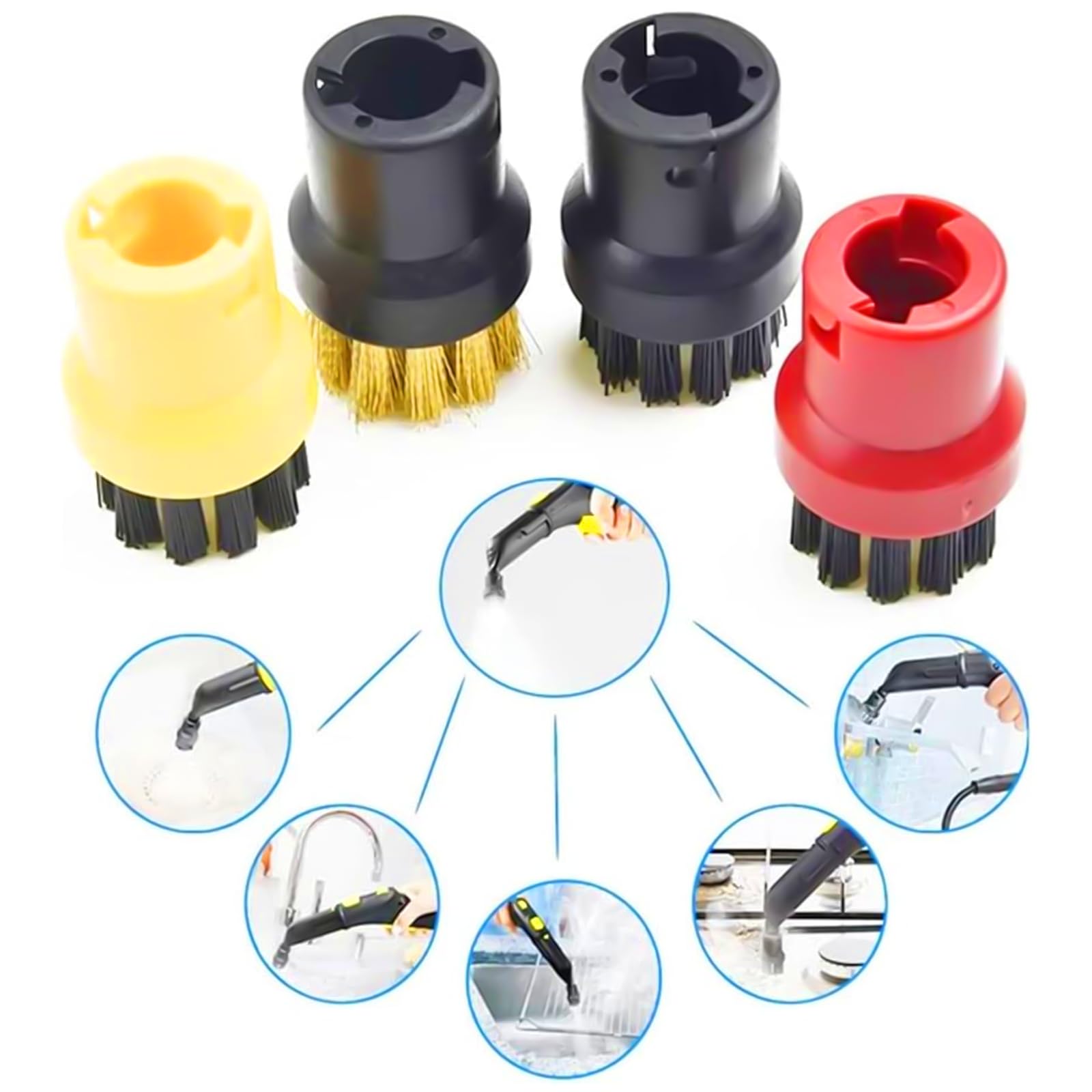 9 pezzi per accessori Kärcher pulitore a vapore SC1 SC2 SC3 SC4 SC5, spazzola rotonda, spazzola piatta, ugello curvo, spazzola a vapore manuale, rivestimento per panno di pulizia per pulitore a vapore