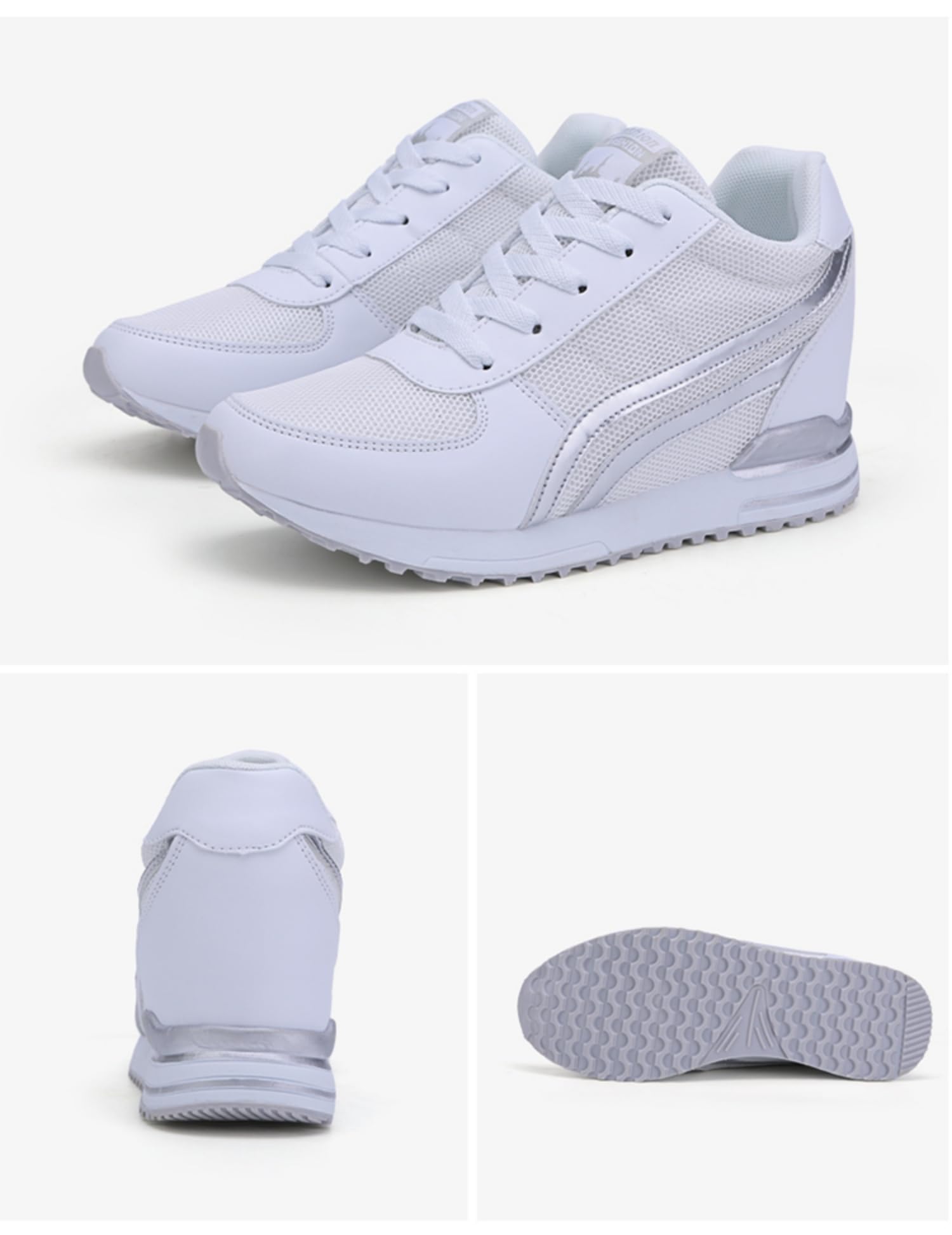 Sneakers con Zeppa Interna Donna Scarpe da Ginnastica Tacco 7CM Sneakers Platform Basse Sportive Fitness Wedges Passeggio