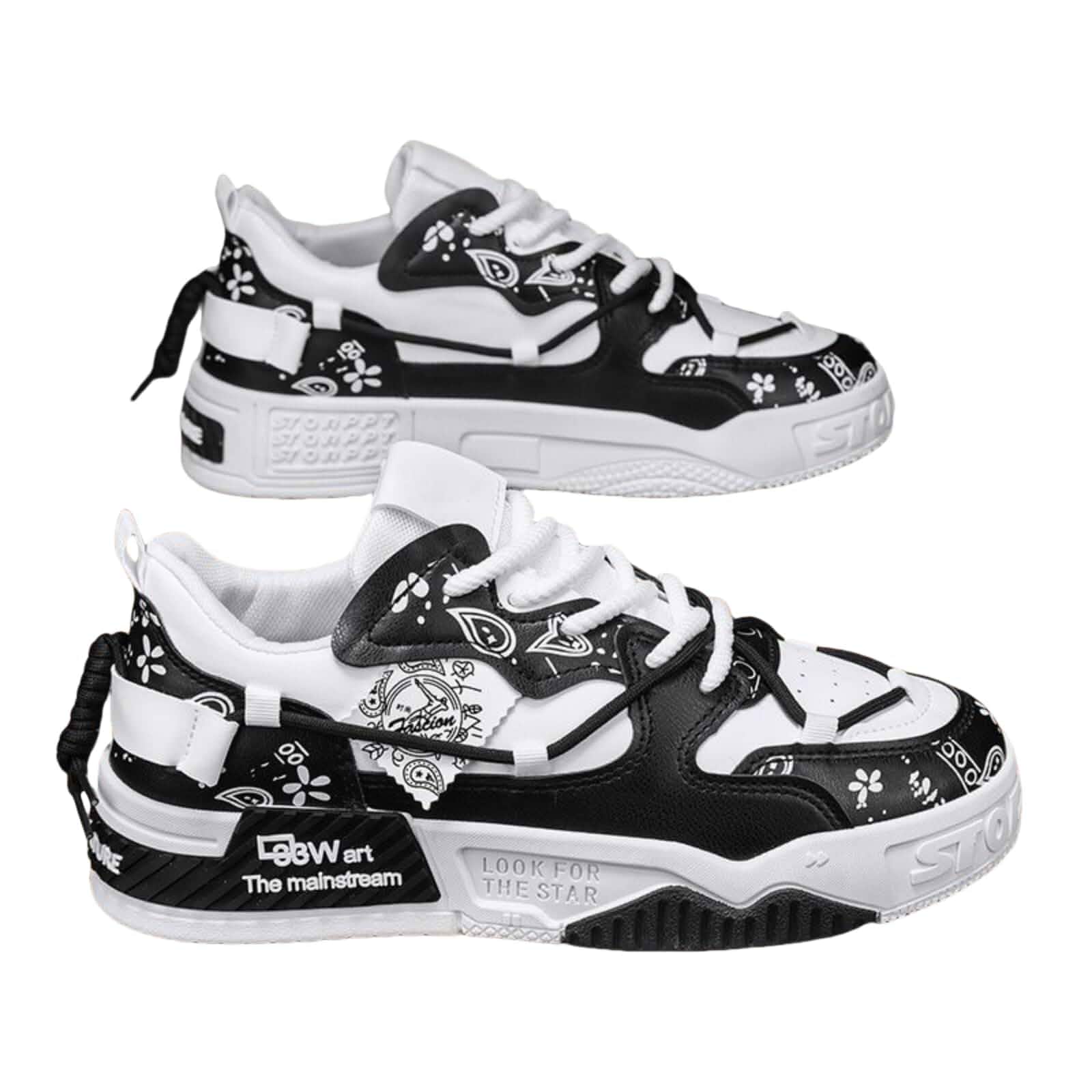 Men's Fashion Street - Style Colorblock Skateboard Shoes - Comfortable Non - Slip Lace - ups, Ideal for Casual Outdoor Walking in Spring & Summer