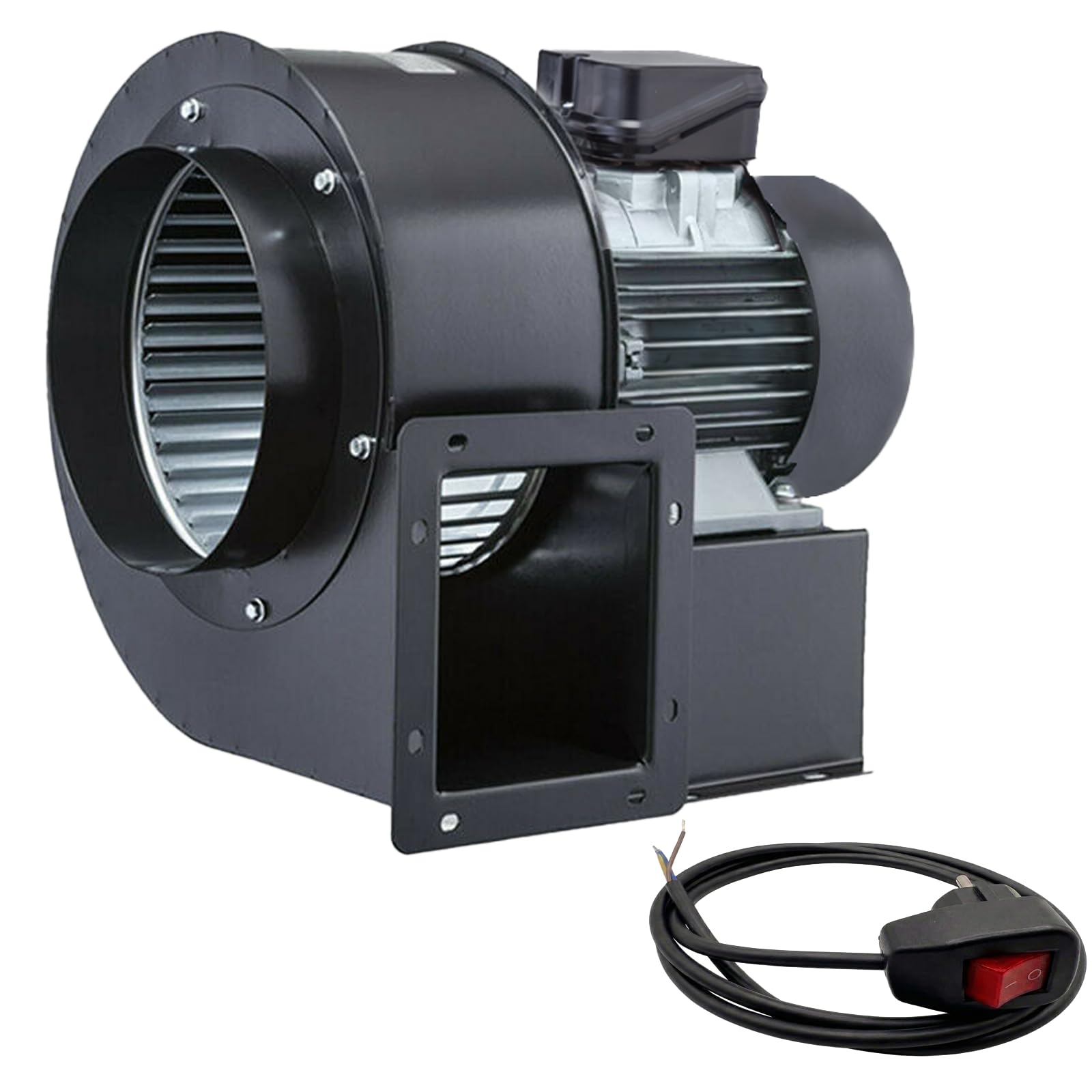 OBR 200 TURBO Zentrifugal Radialventilator Radialgebläse Radial Zentrifugalventilator Radiallüfter Ventilator Gebläse mit Anschlussleitung mit EIN/Aus Schalter und Schukostecker 3-polig