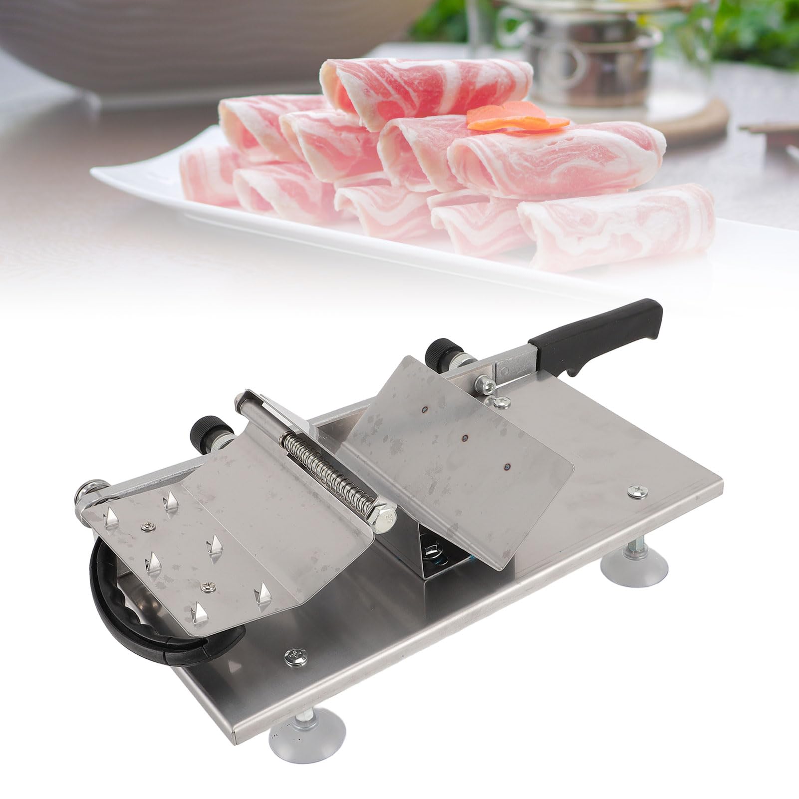 CHICIRIS Cortador de Carne Manual, Máquina de Rodajas de Carne Multifuncional de Acero Inoxidable para Restaurantes, Tiendas de Ollas Calientes (Grande 24 pulgadas)
