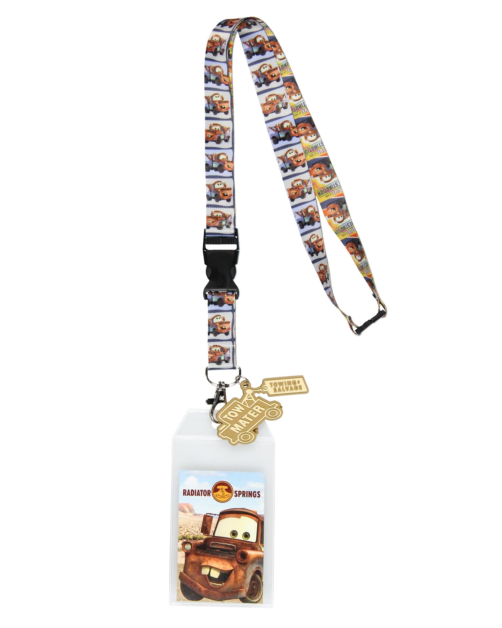 Disney Cars Mater Lanière pour badge d'identification avec breloque en caoutchouc de 7,6 cm