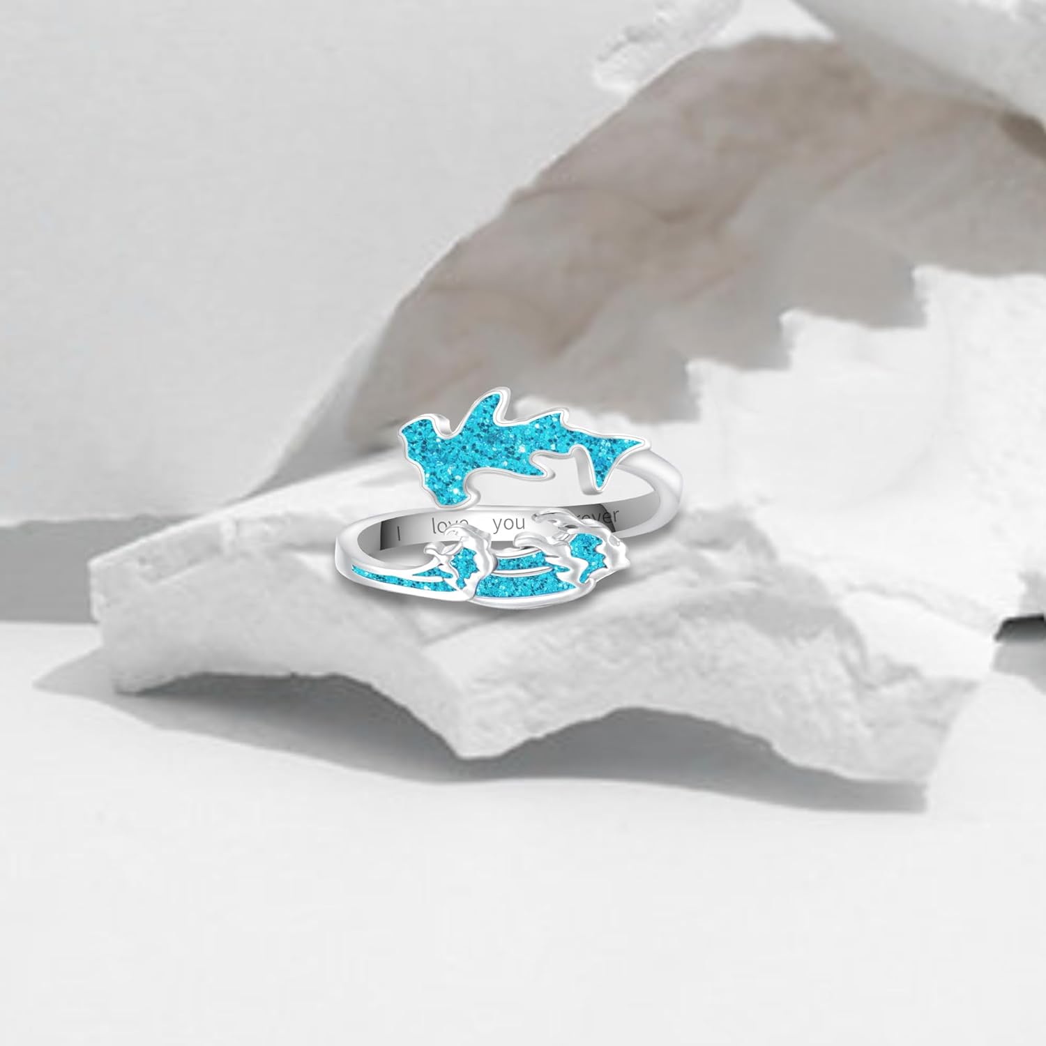 Sea Turtle Starfish/Hammerhead Shark/Orca Killer Whale/Octopus Moonstone/Mermaid Moonstone Open Ring for Women Sterling Silver Adjustable Rings Ocean Rings for Birthday Party Gifts - Image 2