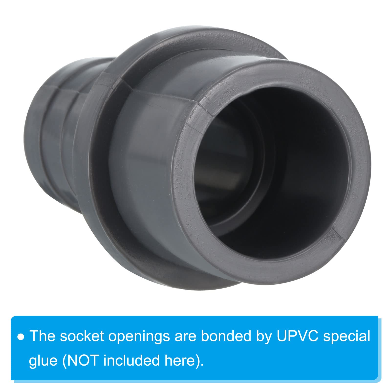 PATIKIL UPVC Reductor Tubo Montaje 32mm OD 25mm Púas, 2 Paquetes Rectos Acoplamientos Adaptador Conector, Gris — view 5