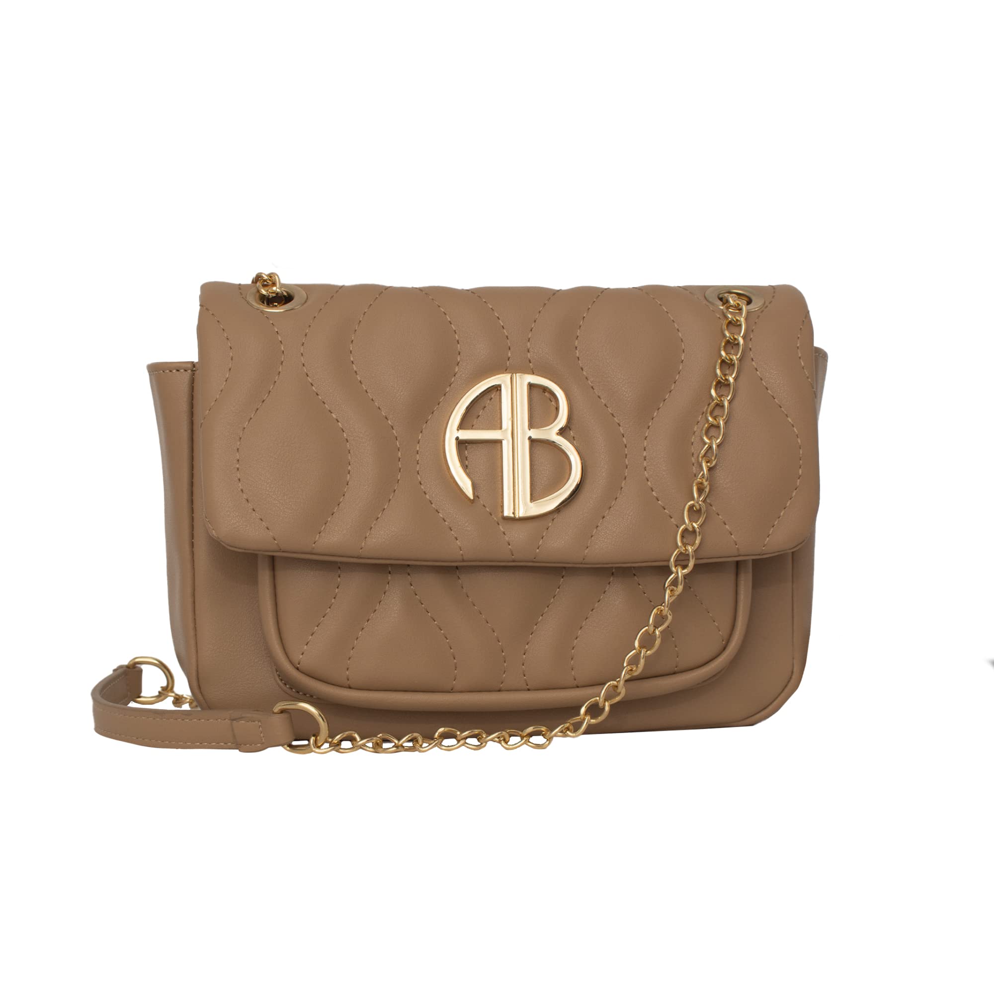 Alexis BendelWomen’s Vegan Leather Quilted Shoulder Handbag Crossbody W/Chain Strap