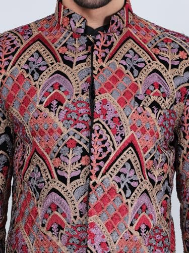 WINTAGE Men's Embroidered Velvet Bandhgala4