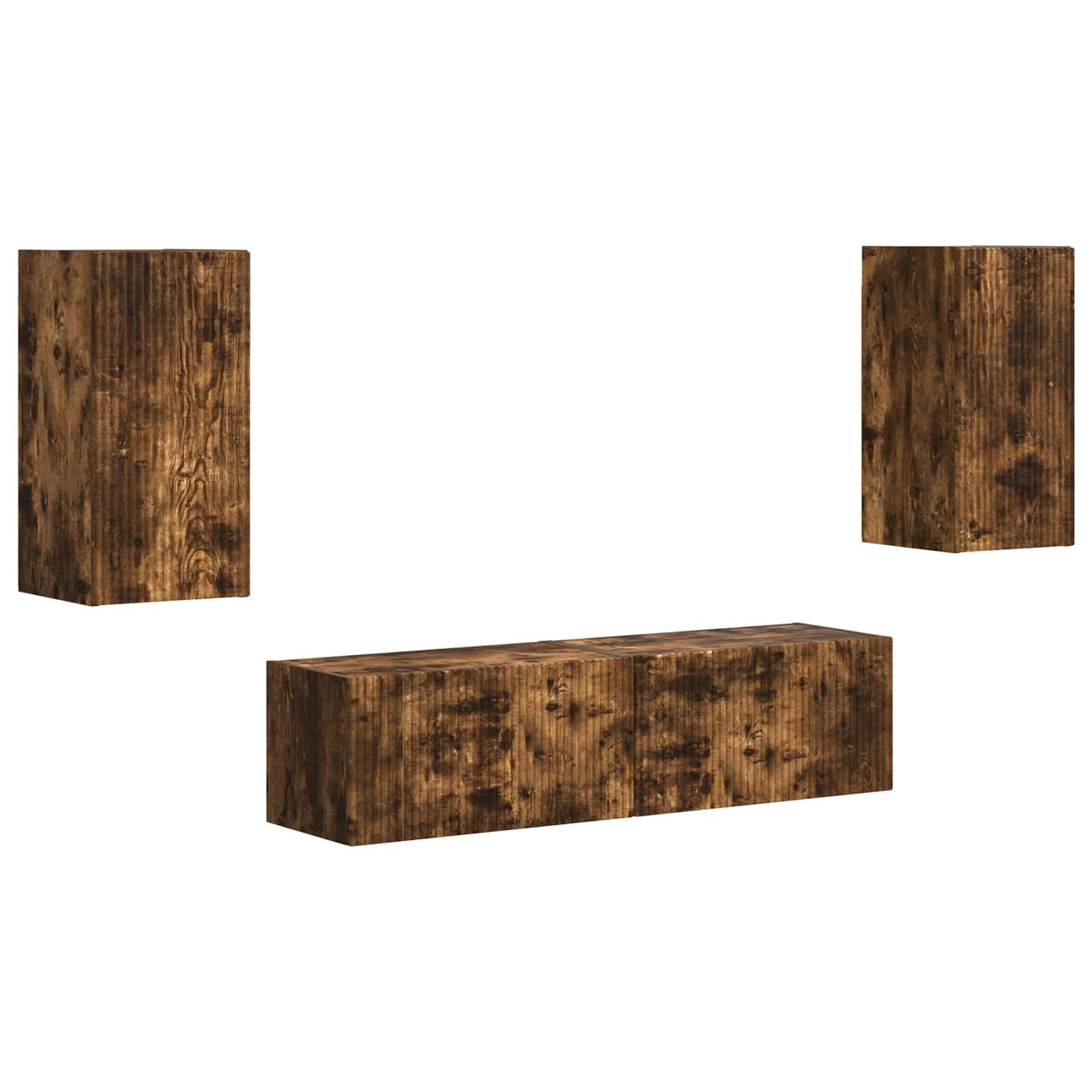 Set di 4 mobili per TV in legno di rovere affumicato