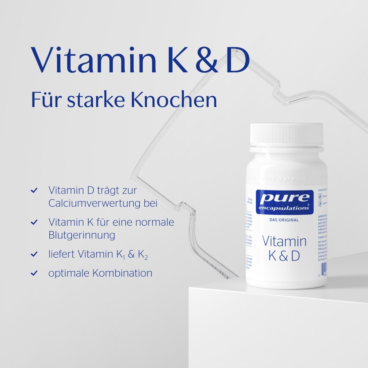 Pure Encapsulations - Vitamin K & D - Kombipräparat für Knochen und Blutgerinnung - 60 Vegetarische Kapseln