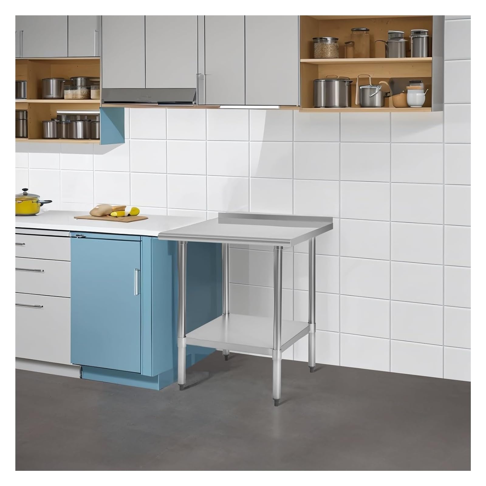 JINMLBO Stainless Steel Table Metal Prep Table with Backsplash & Adjustable Undershelf, Stainless Table for Commercial Kitchen, Outdoor, Restaurant, Hotel & Garage,6 Sizes(137x61x85cm)