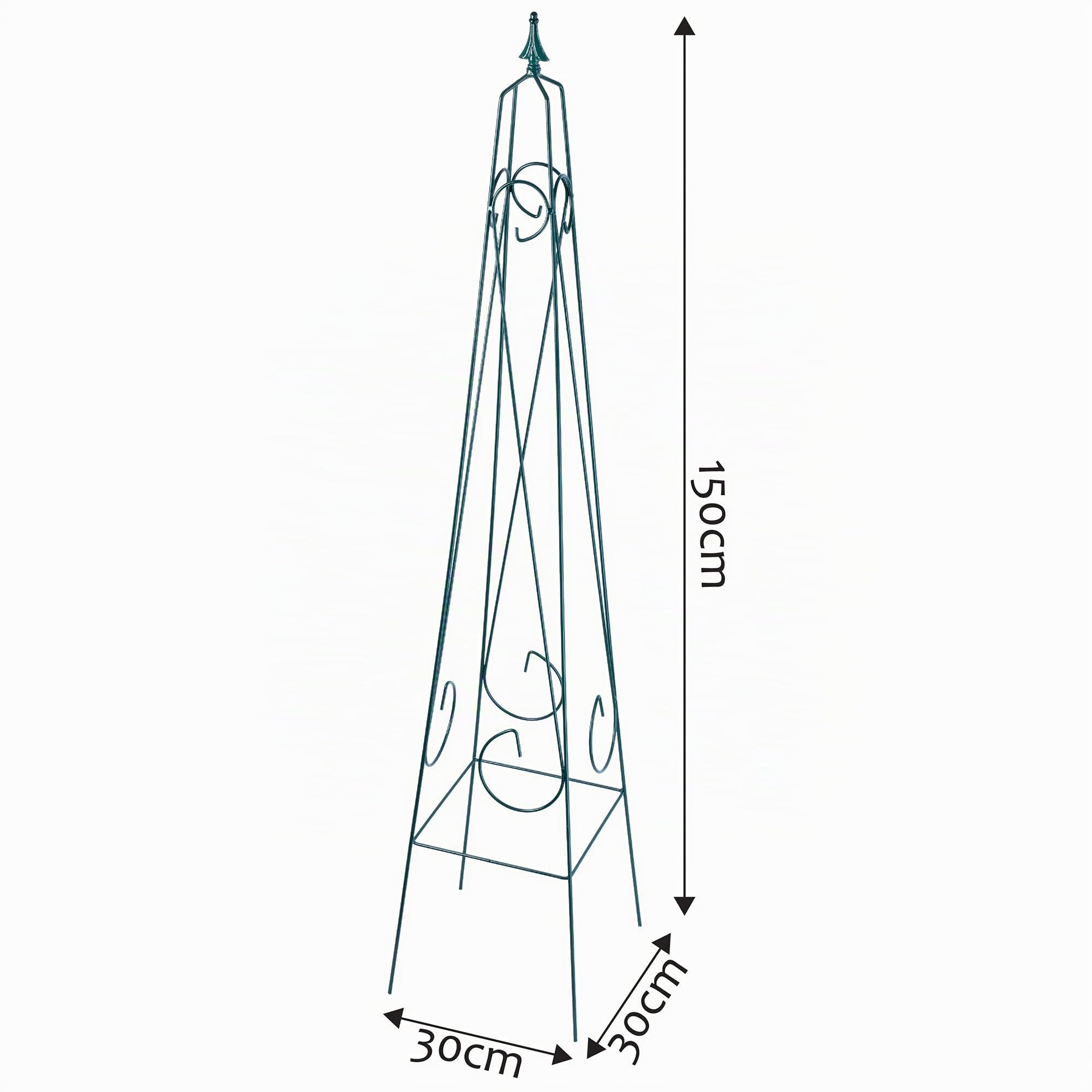 KADAX Tuteur en acier pour plantes grimpantes en pyramide résistant aux intempéries Vert 30 x 150 cm vert