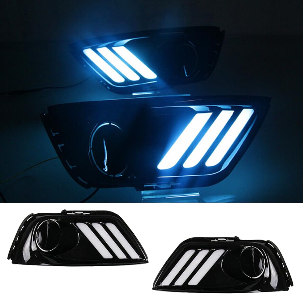 Lampada da guida LED per paraurti anteriore con luce notturna blu 3 colori MASO DRL Luci di marcia diurna LED luce bianca con lampeggiante ambra, 2017-2019