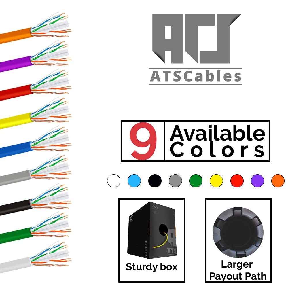 Cavo CAT6 Plenum (CMP), 304 m, superato il test per analizzatore di reti, 23 AWG, 4 paia, robusto, rete da 550 MHz, 10 Gigabit, UTP, disponibile nei i blu, bianco, verde, grigio, nero, e giallo
