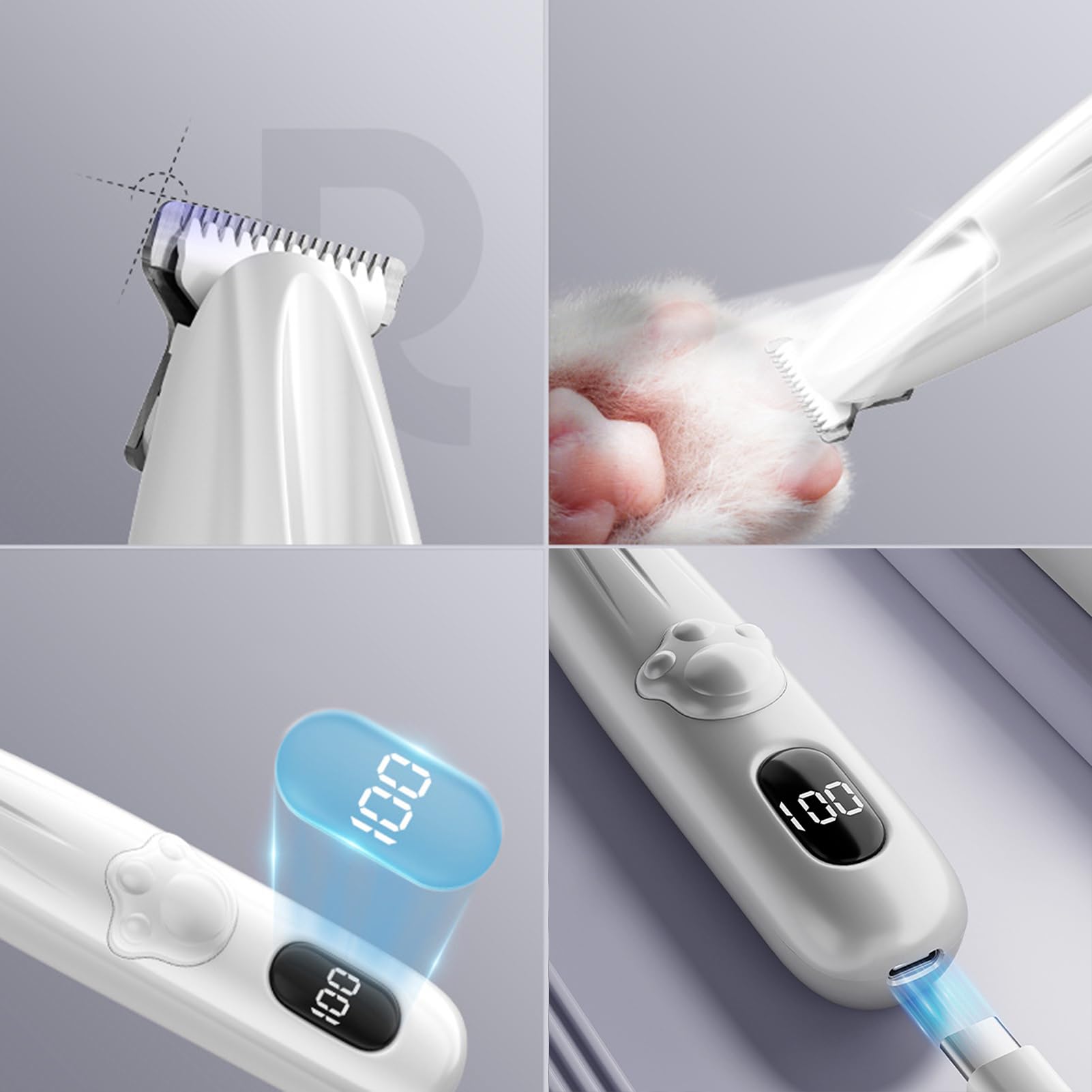 Tondeuse pour Chats et Animaux de Compagnie - Appareil de Toilettage Étanche Rechargeable | Tondeuse Poils et Chiot | pour Pattes Petites et Moyennes Yeux Oreilles Visage et