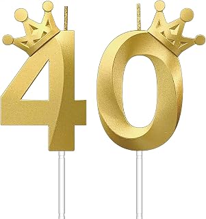 3.15 Inch Gold 40th Birthday Candles for Forty Years Old Birthday Cake Toppers Wedding Anniversary 40 Candles Bday Decorations (Gold, No. 40)