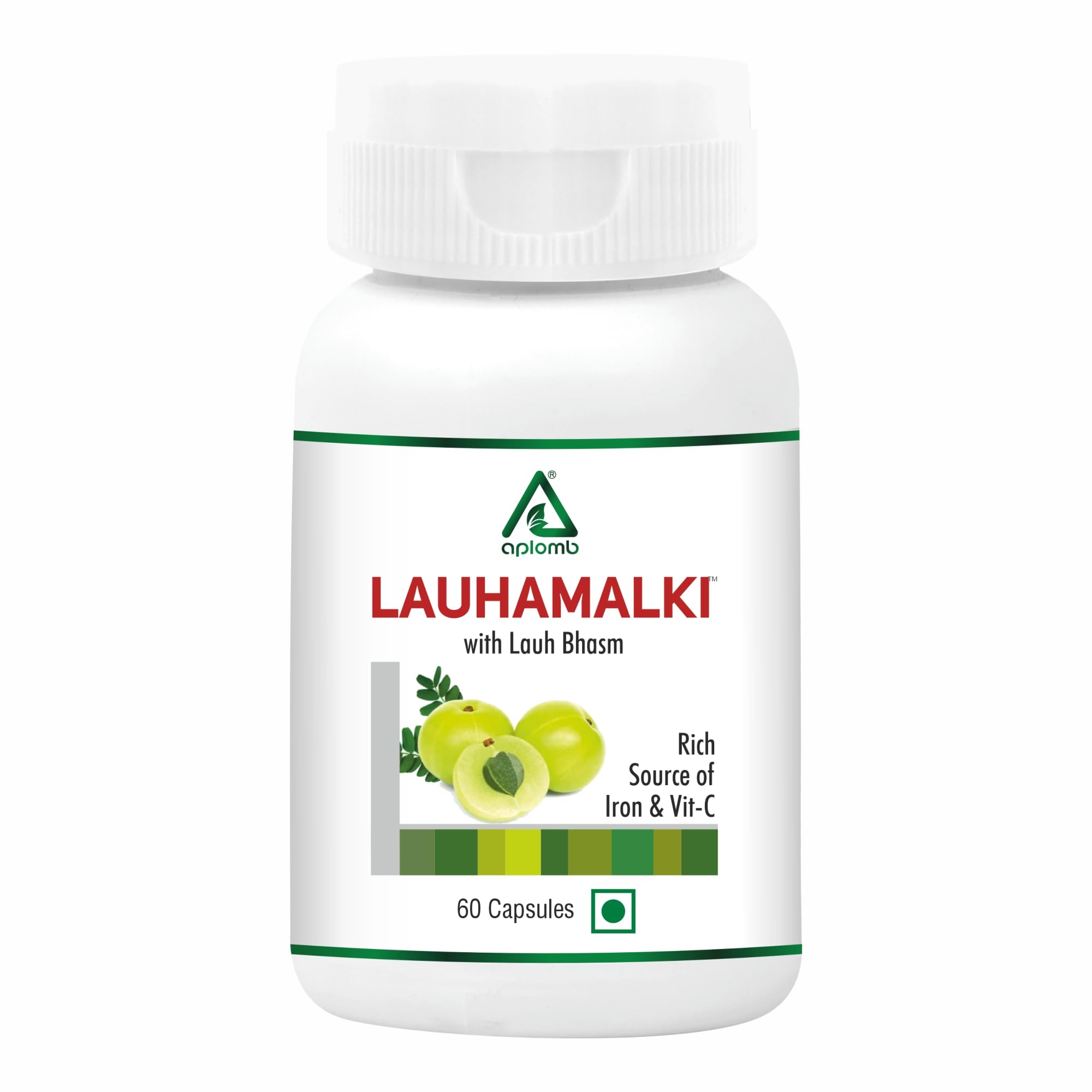 Aplomb Lauhamalki with Lauh Bhasm, Natural and Ayurvedic capsules Rich Source of Iron, Helpful in Anemia and Low Haemoglobin Count improving liver & spleen health | 60 Capsules