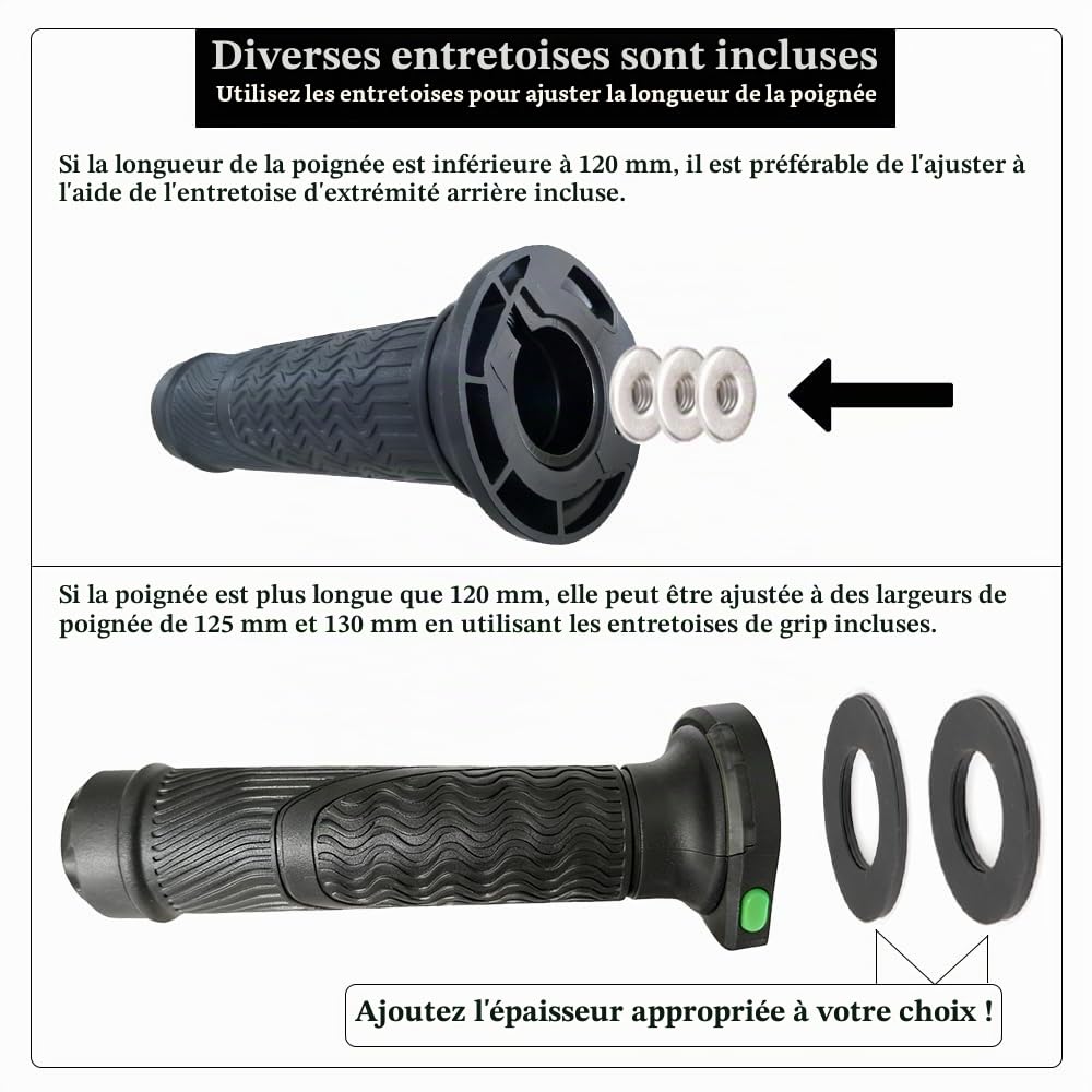 Poignées chauffantes pour moto, 45 W, haute performance, étanche, longueur réglable, 115 à 130 mm, universel, pour guidon de 22 mm