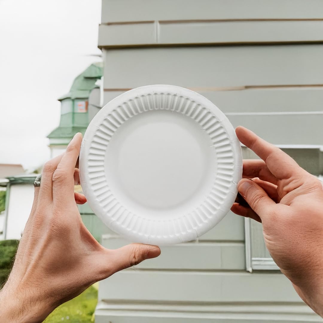 Enpack 1000 Stück Einweg Teller aus Papier 16cm - Einwegteller in weiß - Pappteller Geburtstag - Einweggeschirr umweltfreundlich & nachhaltig - Einmal Teller für Partys - bio plates