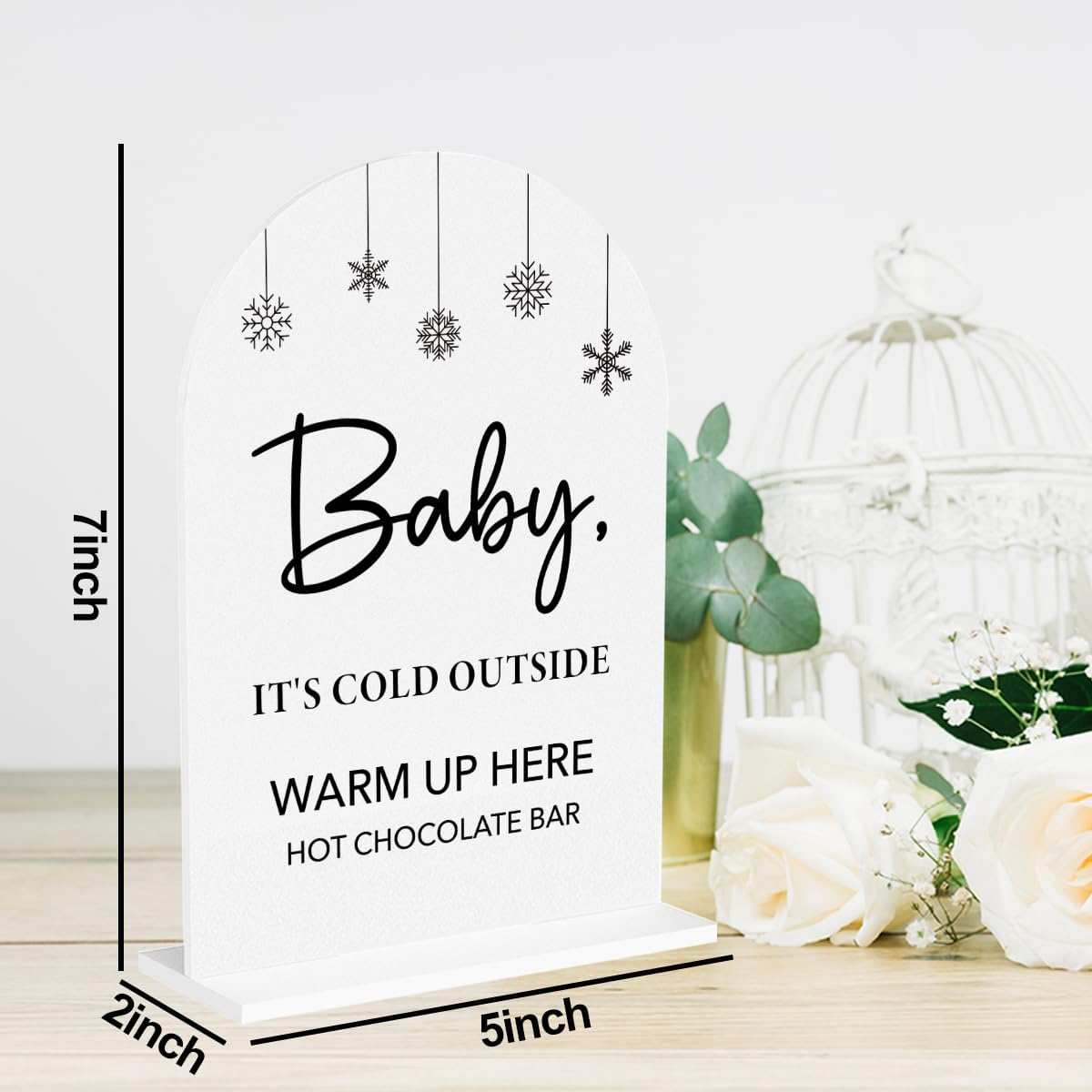 Hot Chocolate Bar Sign Winter Hot Chocolate Hot Cocoa Sign Acrylic 5"x7" image 2