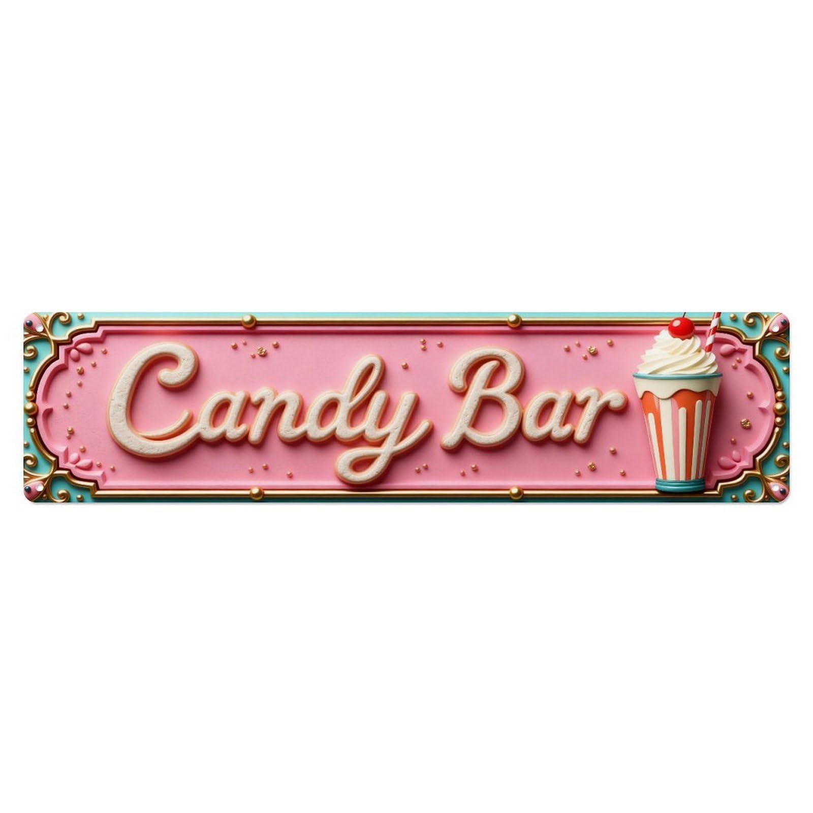 Candy Bar Sign With Cupcake Metal Tin Sign Plaque