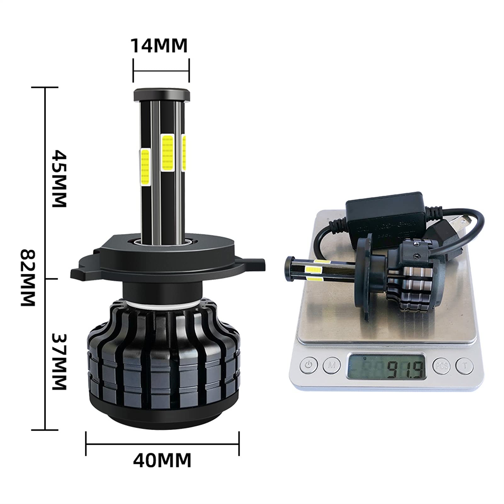fari a LED 2pcs H4 LED Lampadine del Faro H7 H7 LED Canbus Lights Auto H11 H3 880 881 H1 HB3 9005 HB4 9006 H13 12V 6000K Auto Steplamps 360 ° Luce Lampadina a LED (Size : H4 HB2 9003)