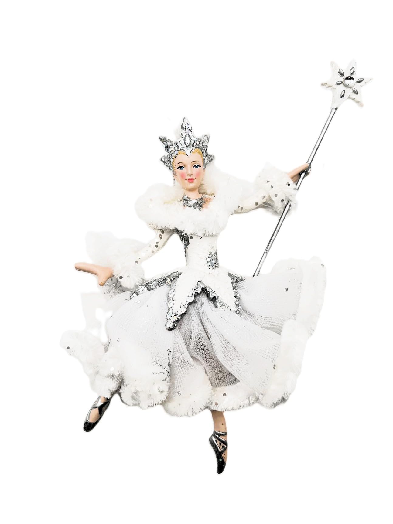 Kurt S. Adler White and Silver Snow Queen Ballerina Ornament C9256 New,Christmas