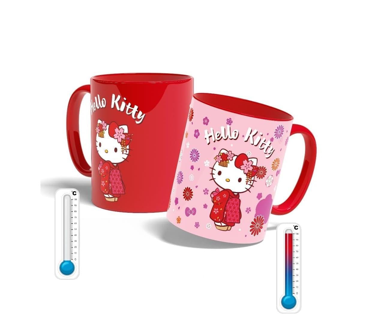 Konix Hello Kitty Kimono Heat Active Mug, 320 ml, Red