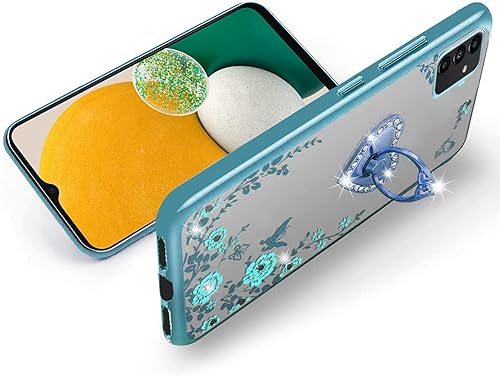 Miniatura 5 de B-wishy Funda para teléfono Samsung Galaxy A13 5G, diseño de corazón de mariposa de cristal con purpurina y diamantes de imitación para niñas y