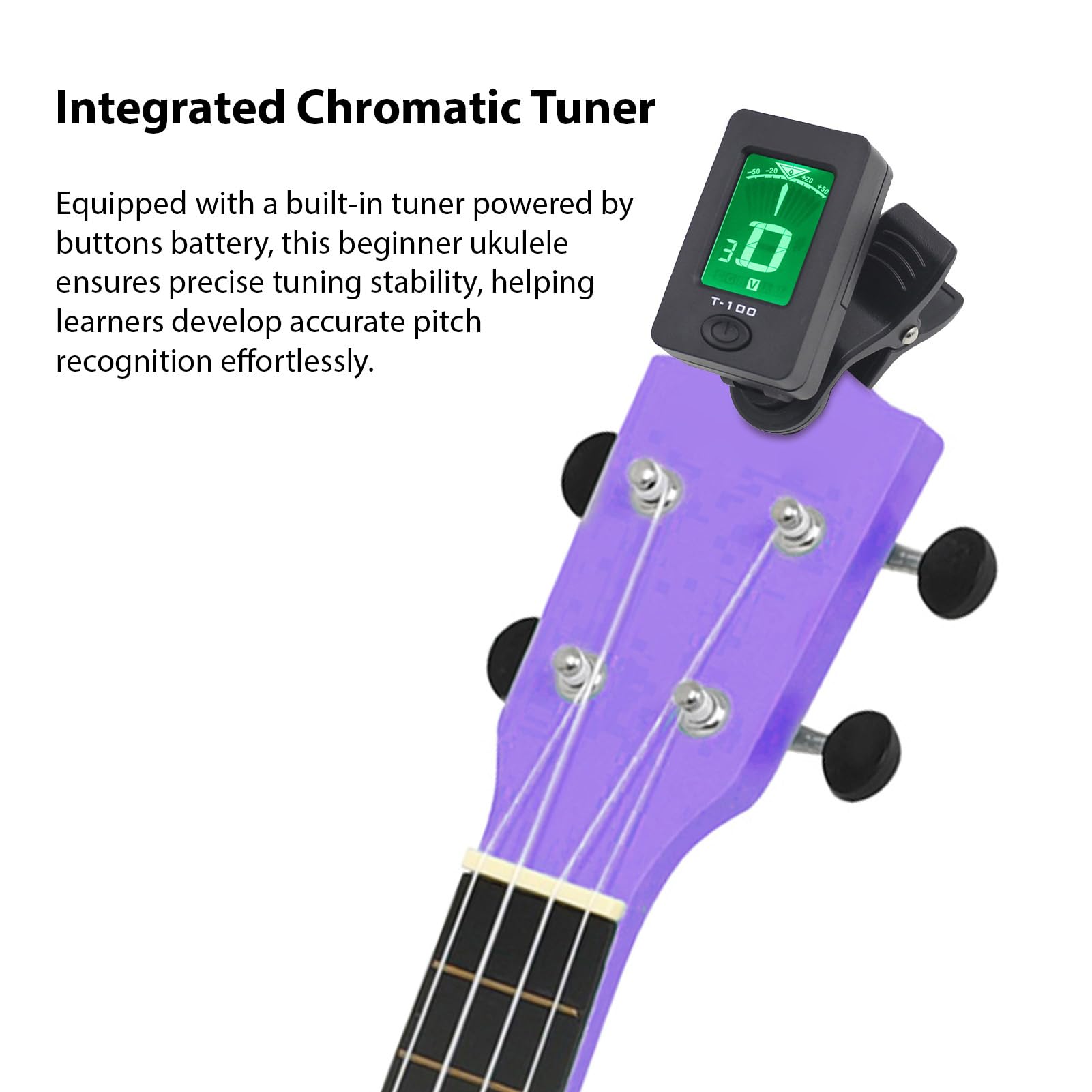 Dilwe 21-Zoll-Lindenholz-Ukulele für Anfänger, Komplettes Set mit Stimmgerät, Kapodaster, Plektren, Nylonsaiten und Tragbarer Tasche für Erwachsene und Kinder (PURPLE)
