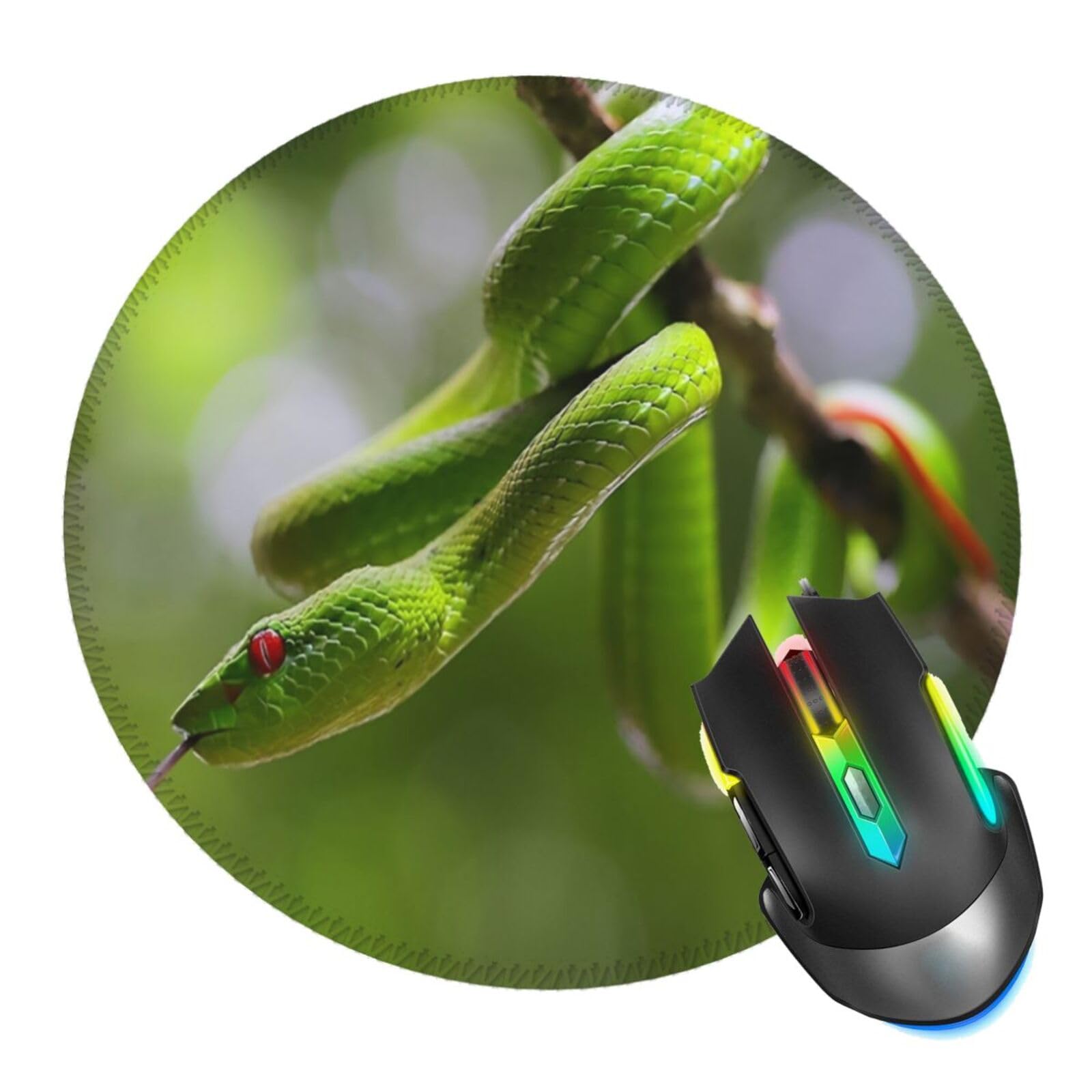 Snake Mouse Pad, Mouse Pads for Desk, Stitched Edge Mousepad with Non-Slip Rubber Base, Gaming Mouse Mat for Computer Laptop Home Office