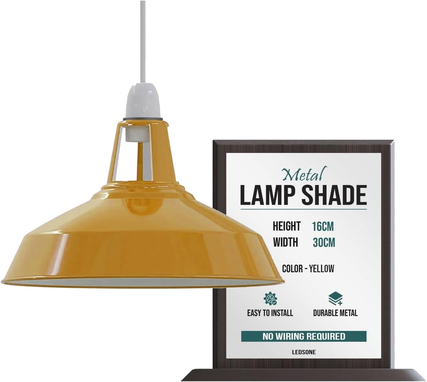Yellow Metal Lamp Shades with White Inner Light Shade Ceiling – Modern Lampshades for Ceiling Lights, Lamp Shades for Wall Lamps, Floor Lamps, Living Room, Bedroom, Home Décor — image 1