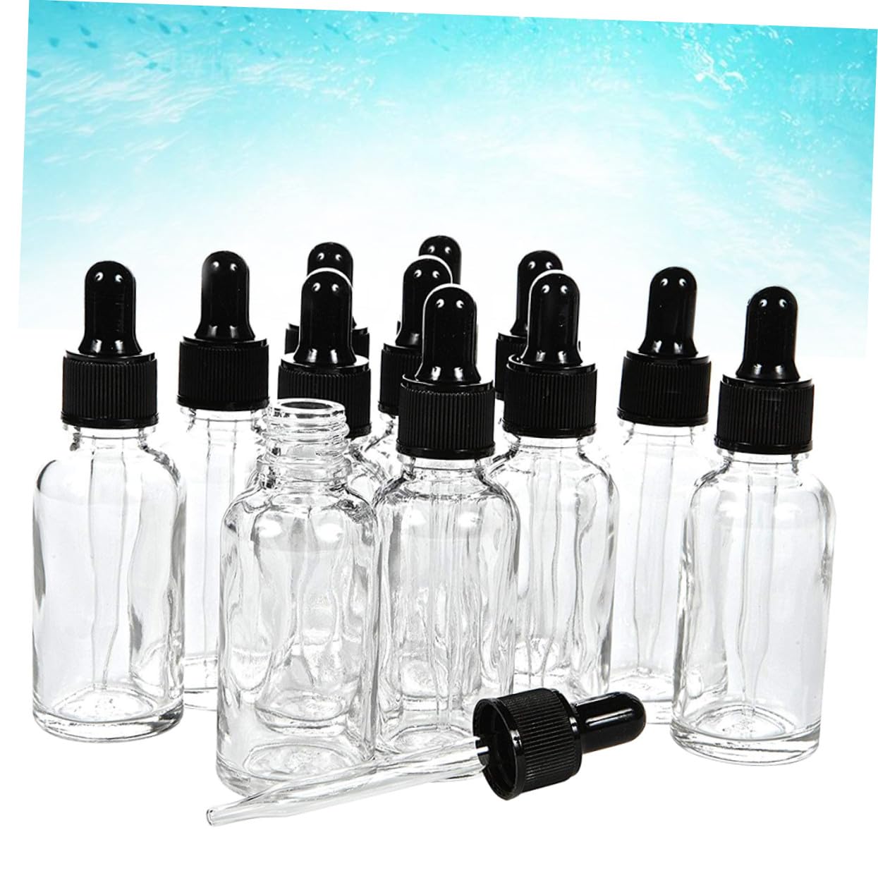 BESTYASH 12 Stück Glas Tropfflaschen 30 Ml Nachfüllbare Ätherische Ölflaschen Transparent mit Silikonpipette Stabil für Aromatherapie und Reisen