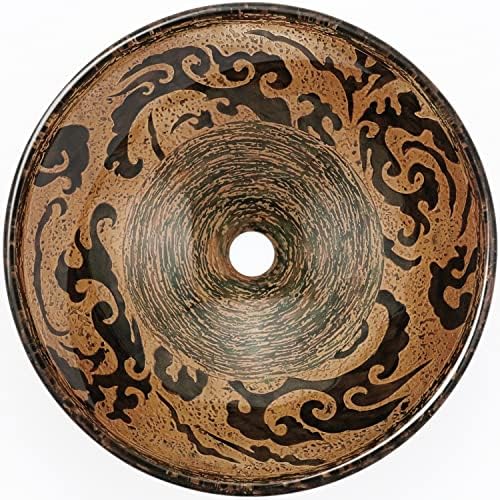 Vessel Sinks for Bathrooms Enbol Brown Glass Vessel Sinks 16.5 inch Round Above Counter GS-G0440