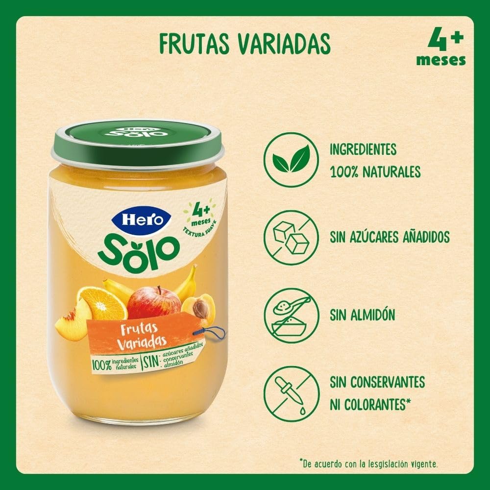 Hero Baby Tarrito Infantil Frutas Variadas Sin Aceite de Palma 12x190g