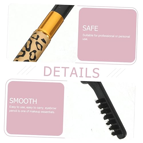 Miniatura 4 de 2 lápices de cejas cosméticos para cejas con cepillo suave, lápiz delineador de ojos de maquillaje de leopardo, impermeable, suave, lápiz delineador