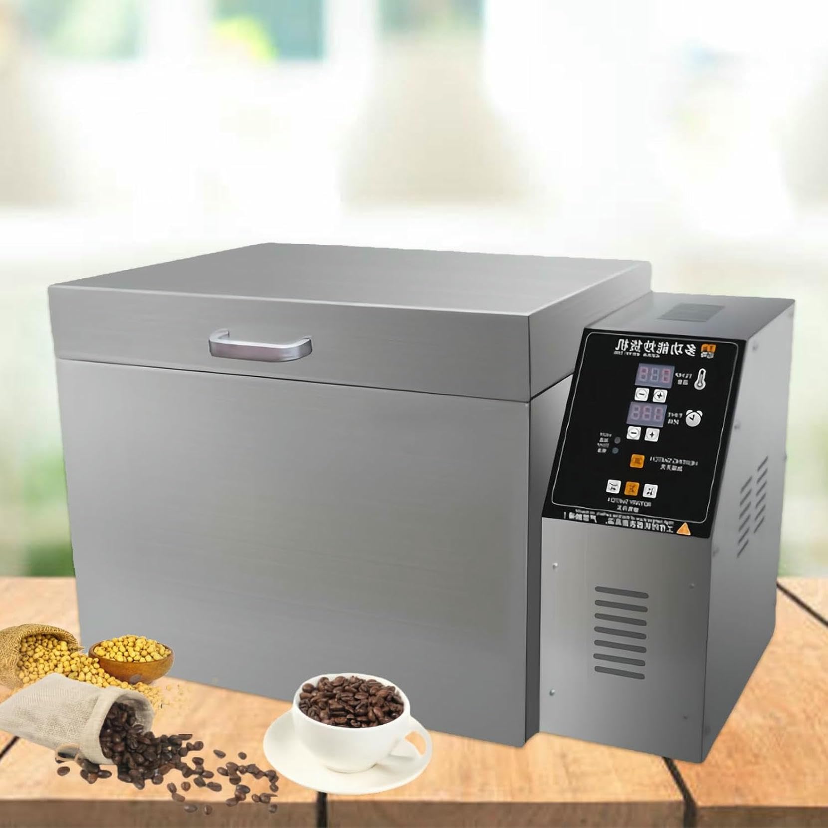 Elektrischer Kaffeebohnen-Röster, Kommerzieller 1800w / 2500w-Röster, Edelstahl-Multifunktions-Trockenfruchtröster, Verstellbare Temperatur, Gleichmäßiges Rösten. Typ 10