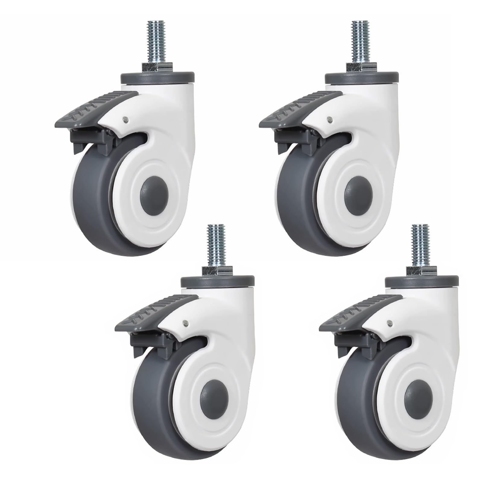 Ruote girevoli mediche Gerrit da 3" 4" con Stelo filettato M12, Set di 4 Ruote girevoli in Nylon con Barre filettate, Ruote per carrelli Medici silenziose e stabili con fr