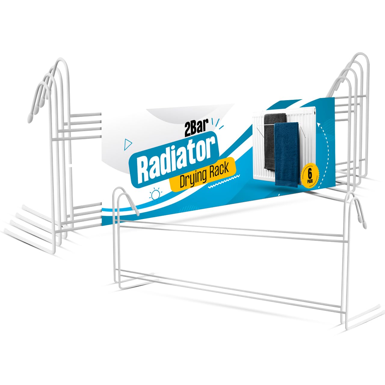 6-Pack Radiator Airer for Drying Clothes, Lightweight Radiator Drying Rack – Space-Saving Clothes Drying rack - Durable & Sturdy Radiator Clothes Drying Rack for Washing - Clothes Airer (Pack of 6)