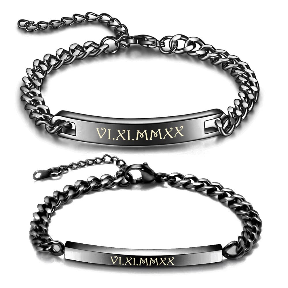 ID Edelstahl Partner Armbänder + Gravur nach Wunsch Partnerarmbänder mit Box