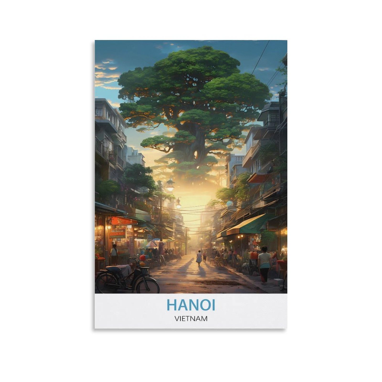 KmoNo Vietnam Hanoi Vintage Travel Posters 08x12inch(20x30cm) Poster Decor Painting Canvas Wall Art Living Room Poster Bedroom