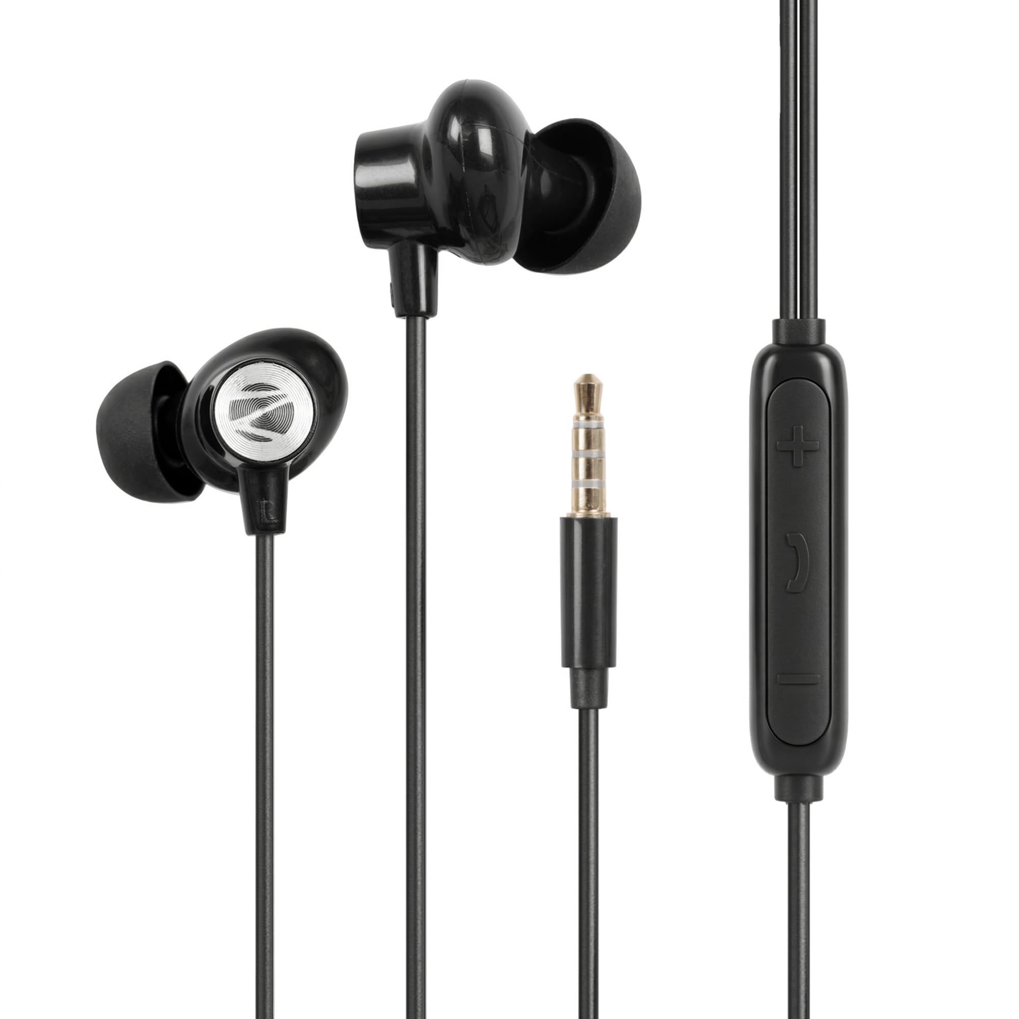 Zebronics Wired in-Ear Earphones, 10mm Neodymium Drivers, Magnetic Earbuds, in-line Mic, Gold Plated 3.5mm Jack, Soft Silicon Cable 1.2m (Buds 60, Black)-image-0