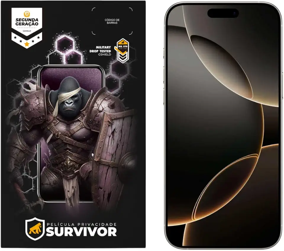 Gshield Película Survivor Privacidade com Aplicador para (iPhone 16 Pro/ 17/17 Pro)