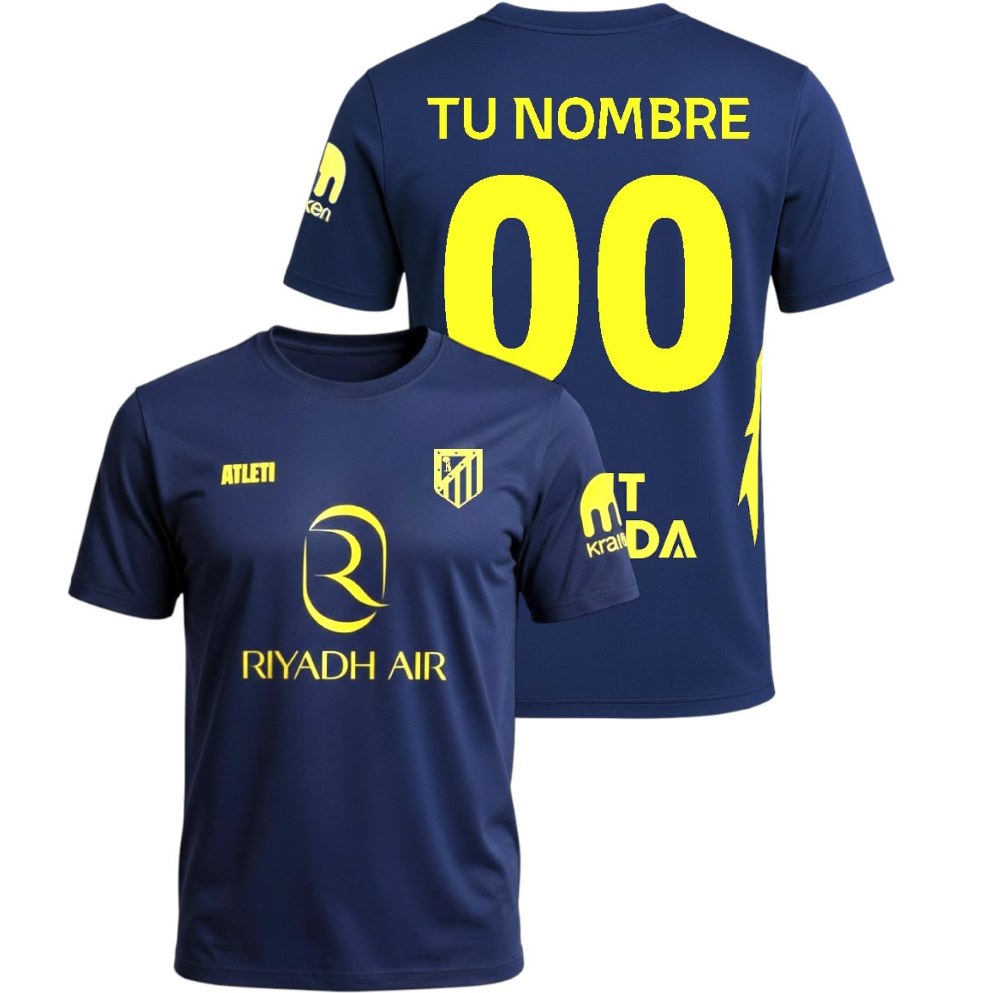 Atletico de Madrid - Camiseta Segunda Equipación Personalizable 2025-2026 | Oficial réplica | Personalizable con Nombre y Número | Solo Camiseta | Tallas Adulto