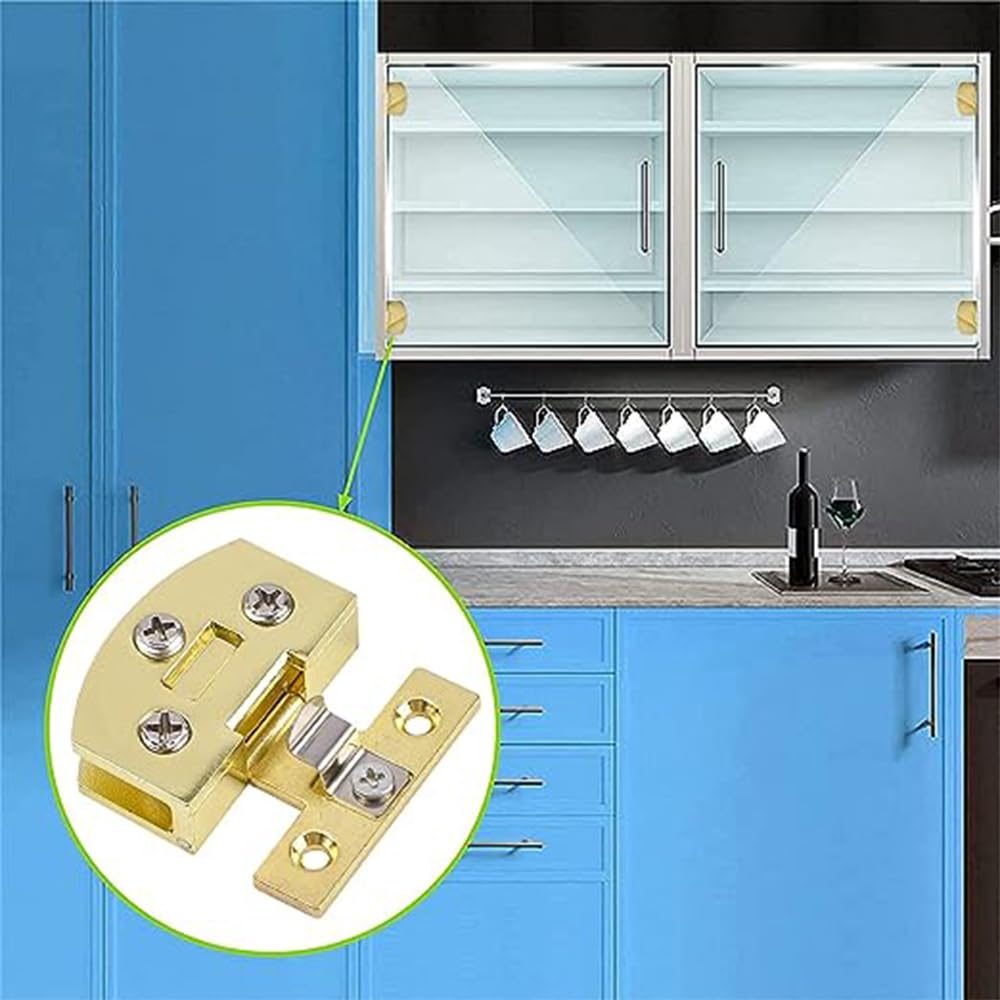 Glass Cabinet Hinge, Wine Cabinet Bookcase Door Hinge Display Cabinet Hinge Glass Clip 90 Degrees - Image 4
