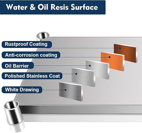 Miniatura 2 de FAHKNS Mesa de trabajo comercial de acero inoxidable de 48 x 24 pulgadas, resistente y duradero, deflector y estante inferior para restaurante,